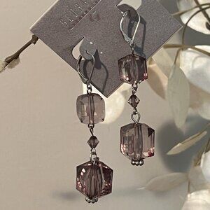 Georgiou Translucent Lavender w/Silver Dangling Lever Back Fashion Earrings